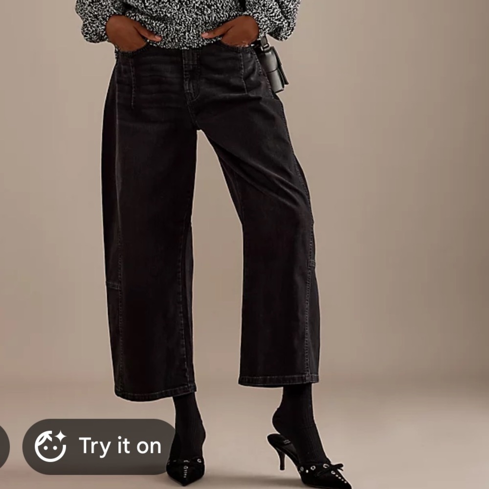 Pilcro Heritage Curve Mid-Rise Barrel Jeans BLACK